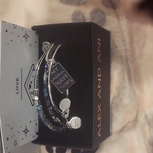 Alex And  Ani Boxed Animal Lovers  Three Bracelets Two Beaded Blue Square Below